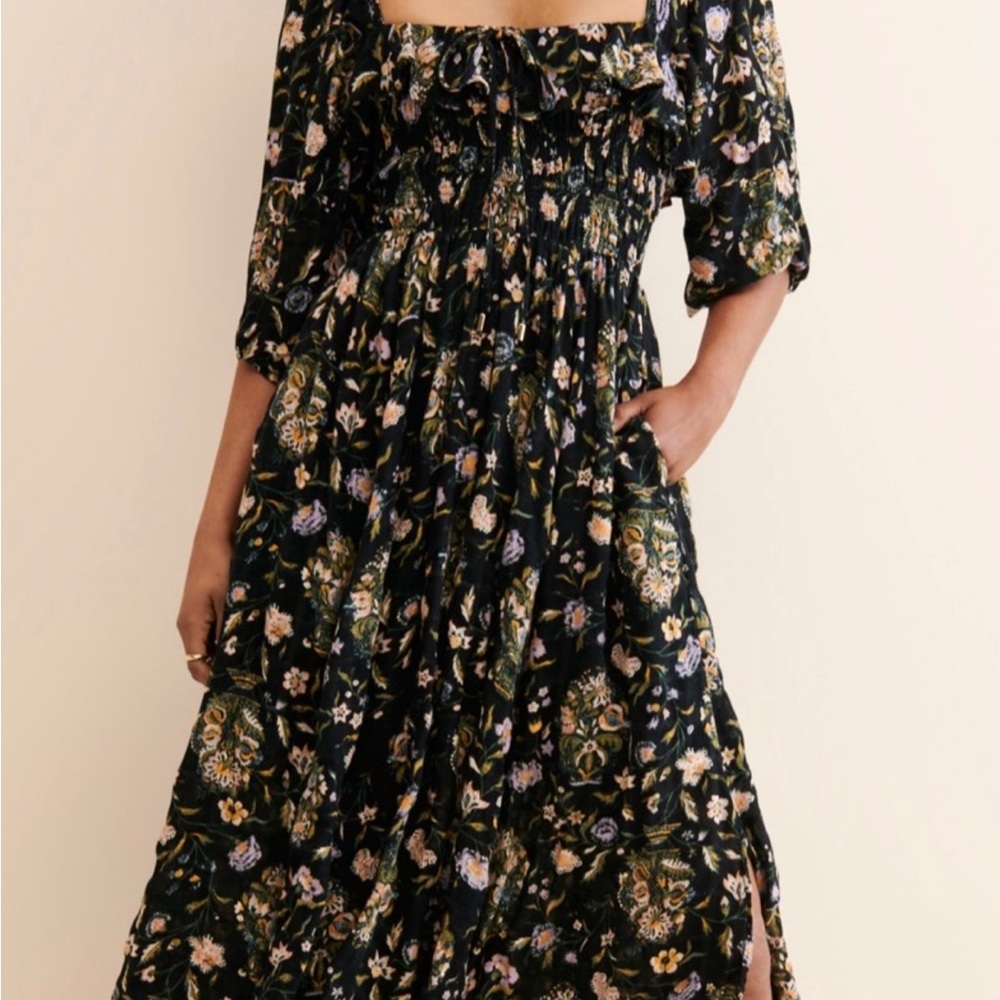 FREE PEOPLE Floral Black Maxi Dress